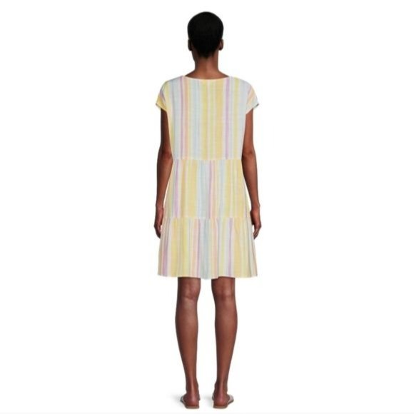 Time and Tru Women's Woven Print Dress with Flounce Hem V-Neck Size XXL - Picture 13 of 15